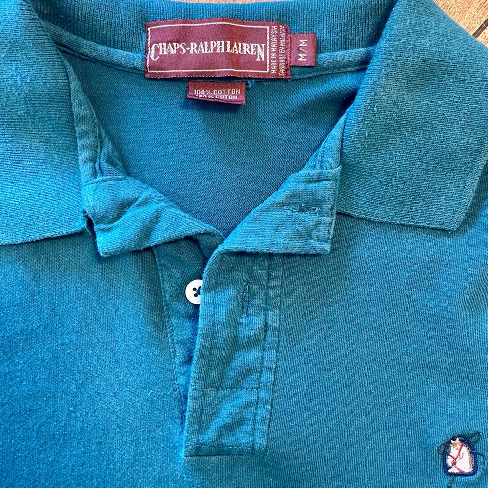 Vintage Chaps Ralph Lauren Polo Shirt-100% Cotton in Dark Green, M